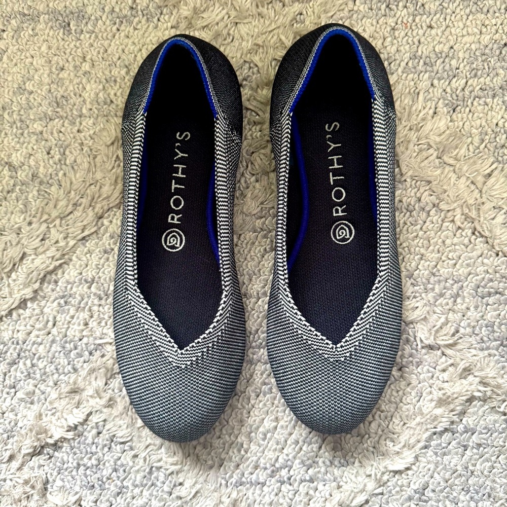 Rothy’s The Flat Birdseye Cloud Gray Round Toe Size 8